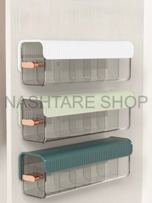 Wall-mounted laundry organizer with compartments | منظم غسيل مقسم
