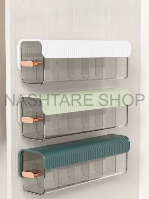 Wall-mounted laundry organizer with compartments | منظم غسيل مقسم
