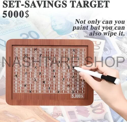 wooden Savings Challenge Box with Marker 2 | قجة خشبية