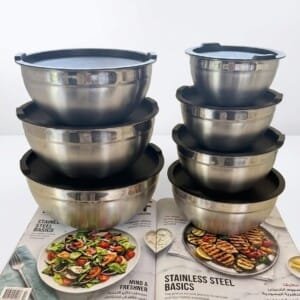 Stainless Steel Mixing Bowls with Lids | أوعية خلط من الستانلس ستيل مع أغطية