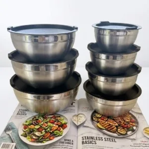Stainless Steel Mixing Bowls with Lids | أوعية خلط من الستانلس ستيل مع أغطية