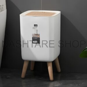 Wooden High Foot Trash / Kitchen Garbage Bin