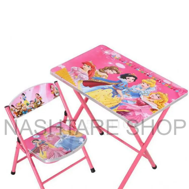 Cartoon Children Folding Desk And Chair Set | طاولة و كرسي للاطفال