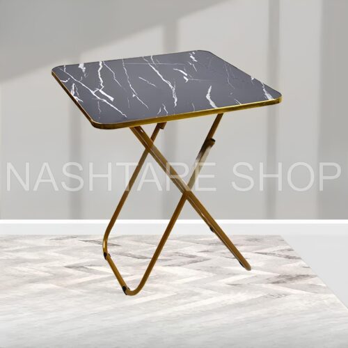 Marble-Print Folding Table | طاولة قابلة للطي