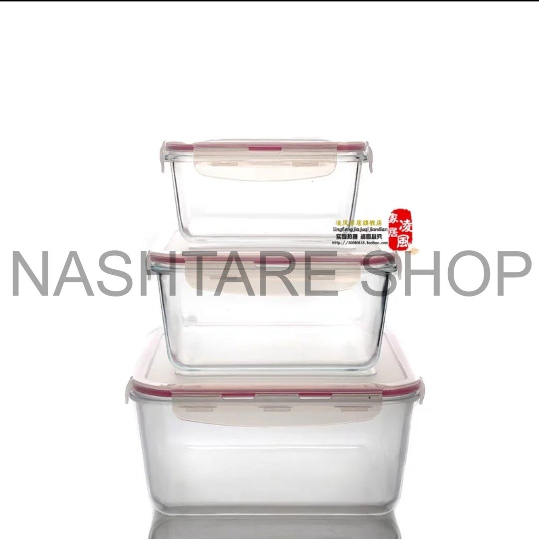 3 Pcs Glass Lunch Box | علبة غداء زجاجية لحفظ الطعام - Image 4