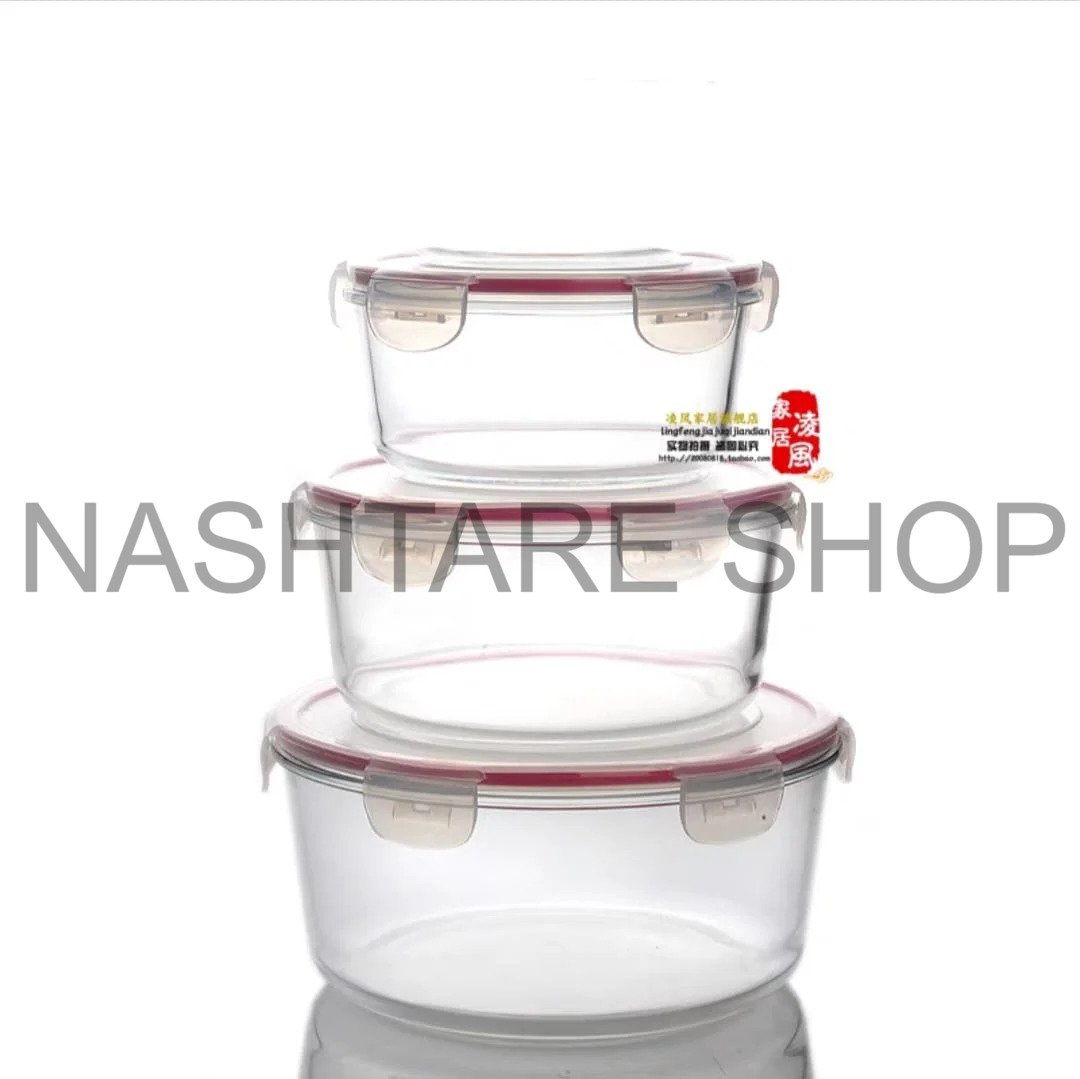3 Pcs Glass Lunch Box | علبة غداء زجاجية لحفظ الطعام - Image 3