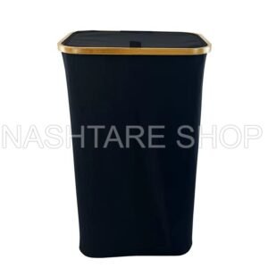 Mesh Laundry Basket with Wooden Lid | سلة غسيل قماش مع غطاء خشبي