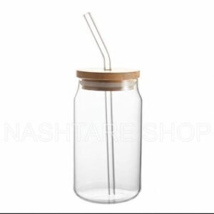 WhatsApp Image 2025-07-16 at 19.33.05_4baf2339 Glass Mug with Wooden Lid and Glass Straw | كوب زجاجي بغطاء خشبي وقشّة زجاجية