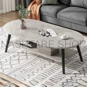 Marble Wooden Table | طاولة خشبية بسطح رخامي