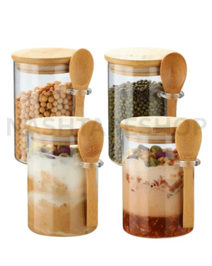 glass jar with wooden lid