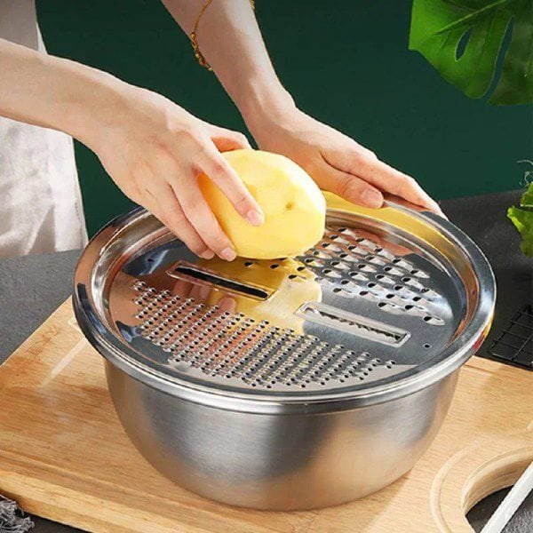 3 IN 1 STAINLESS STEEL BOWL WITH STRAINER AND GRATER