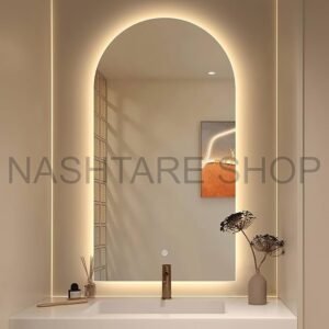Half-Circle Half-Rectangle Mirror With Led Background | مرآة نصف دائرية نصف مستطيلة مع إضاءة خلفية