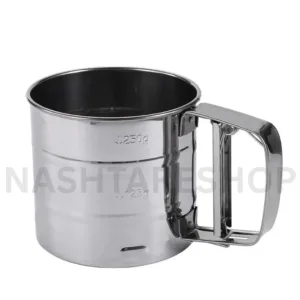 Stainless Steel Flour Sieve Cup with Hand Press - منخل دقيق يدوي من الستانلس ستيل