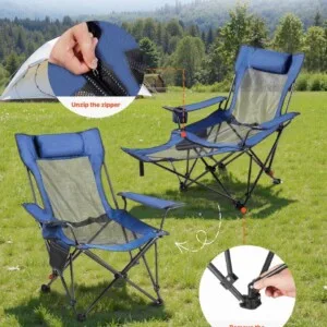 Portable Camping Chair With Footrest | كرسي تخييم مع مسند قدمين