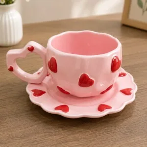 Romantic Heart Cup Set | طقم فنجان بتصميم القلوب