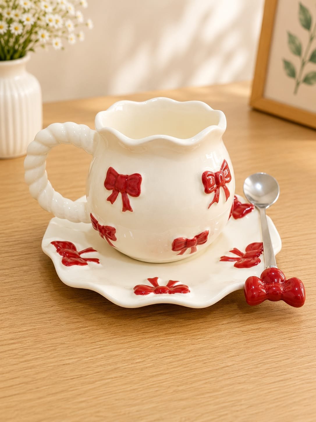 Ceramic Cup Set with Saucer & Spoon | طقم فنجان سيراميك مع صحن وملعقة