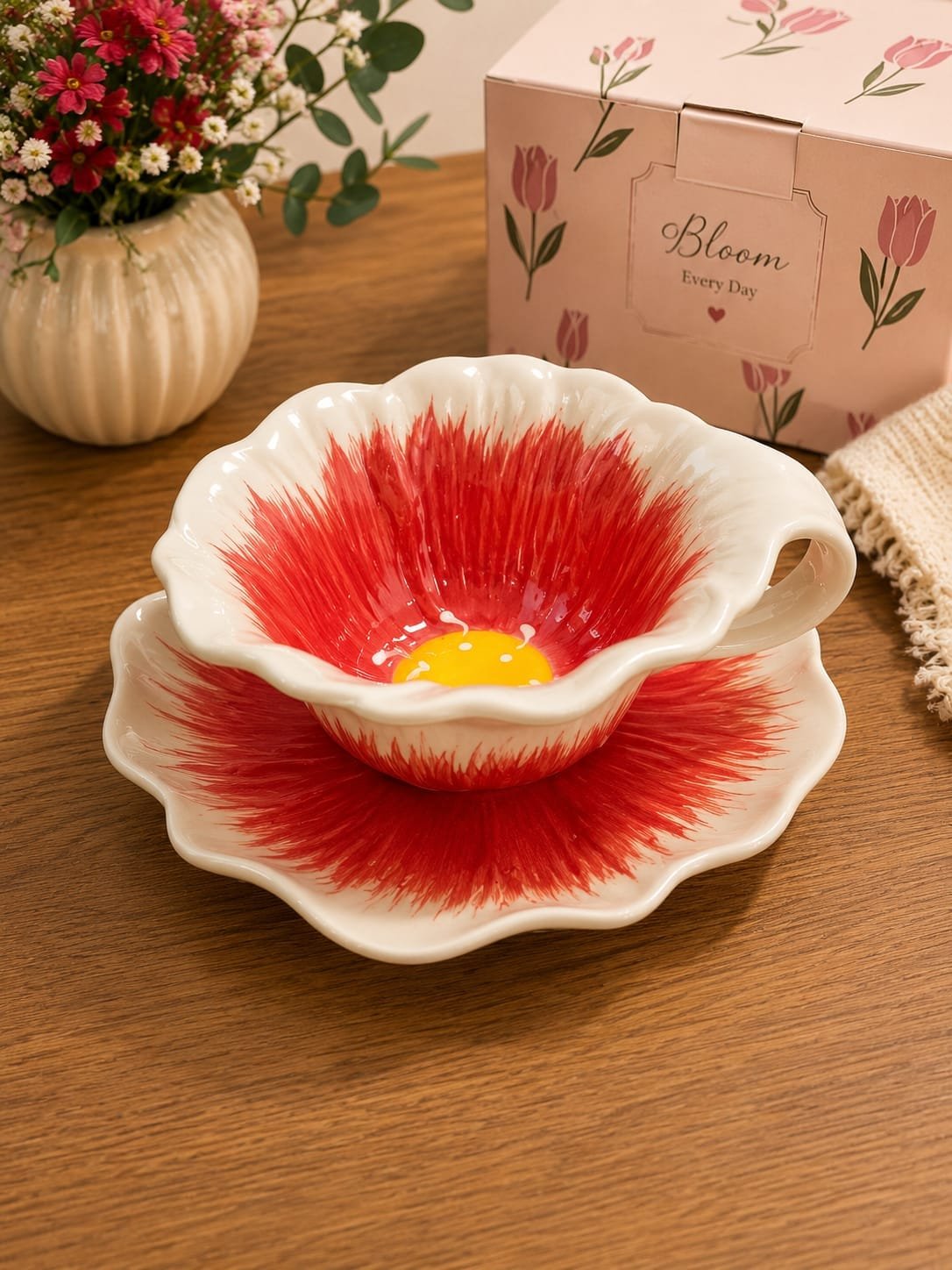 Floral Cup & Saucer | كوب مع صحن بتصميم الأزهار