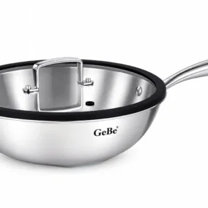 GeBe 304 Stainless Steel Wok 28 cm | مقلاة جيبي ستانلس ستيل 304